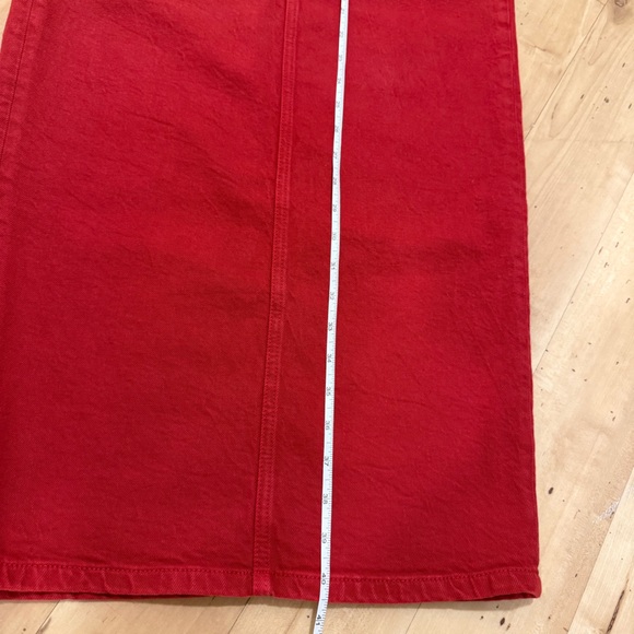 Reformation Jeans Daria Ultra High Rise Denim Maxi Skirt in lipstick Red size 26 - Picture 10 of 10